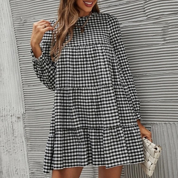 Checkered Ruffle Smock Dress - Picture 5 of 6